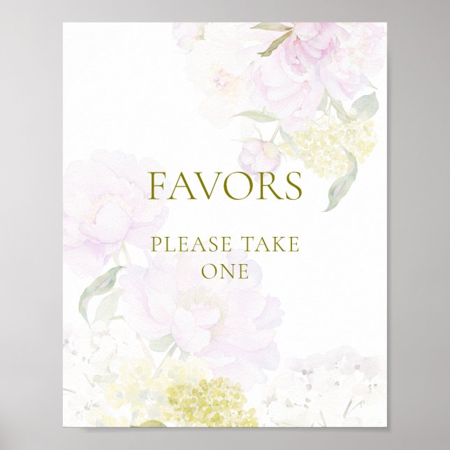 Peony Hydrangea Pastel Baby Shower Favours Poster (Front)