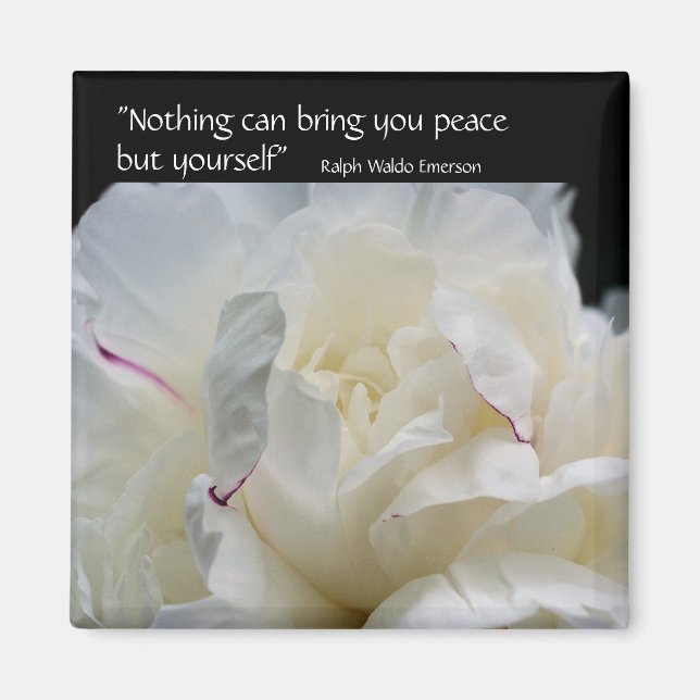 Peony Inner Peace Inspirational Quote Magnet (Front)
