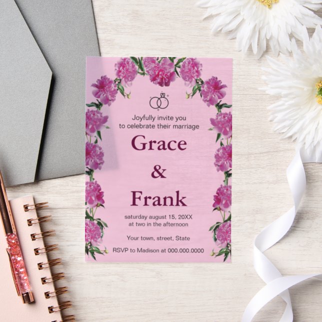 Peony invitation. Invitation (Wedding)