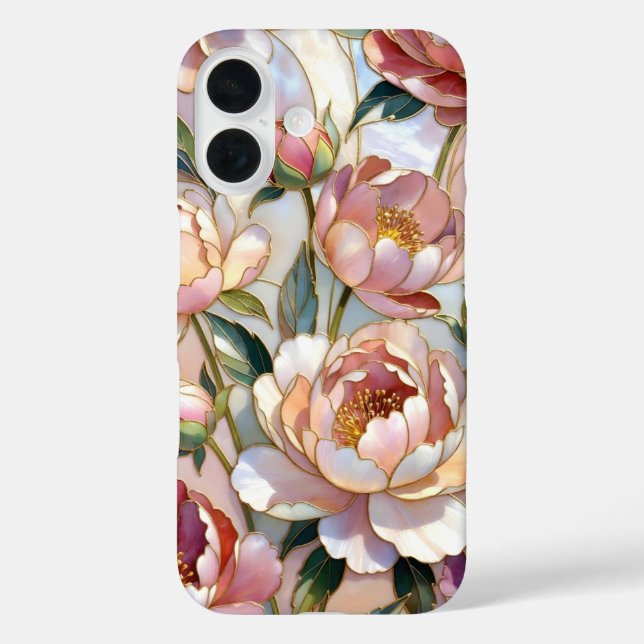 Peony iPhone CaseStained Glass Pink Floral Pattern Case-Mate iPhone Case (Back)