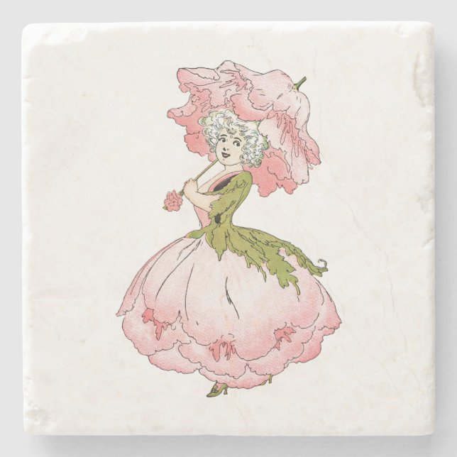 Peony Lady Stone Beverage Coaster (Front)