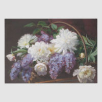 Peony Lilac Flower Basket Decoupage Classic Garden