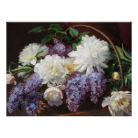 Peony Lilac Flower Basket Fine Art Classic Garden