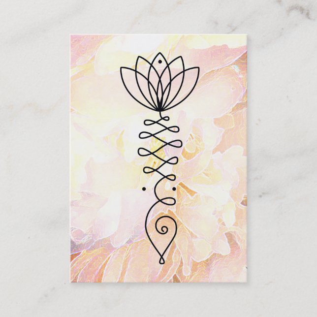 *~* Peony Lotus Heart  Enlightenment Reiki Yoga Business Card (Front)