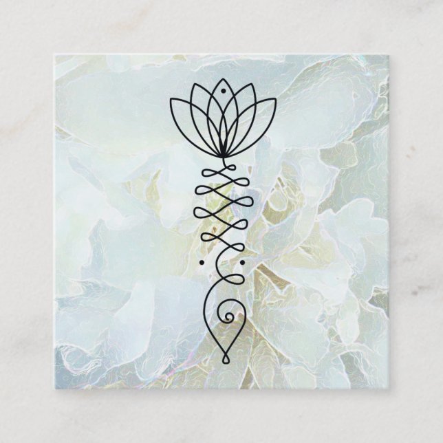 *~* Peony Lotus Heart  Healer Massage Reiki Yoga Square Business Card (Front)