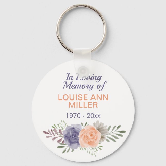 Peony Memorial In Loving Memory Of  Key Ring (Front)