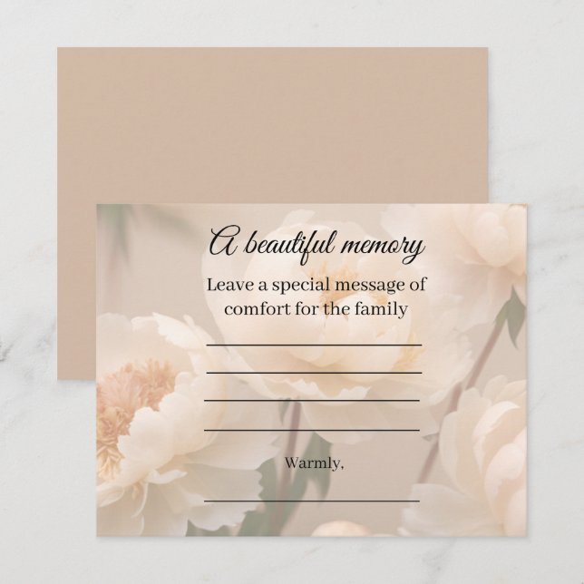Peony memorial message card (Front/Back)