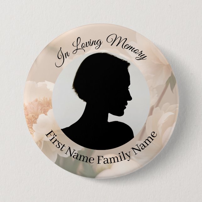 Peony memorial photo button (Front)