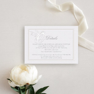 Peony Modern Formal Elegant Ivory Wedding Details Enclosure Card