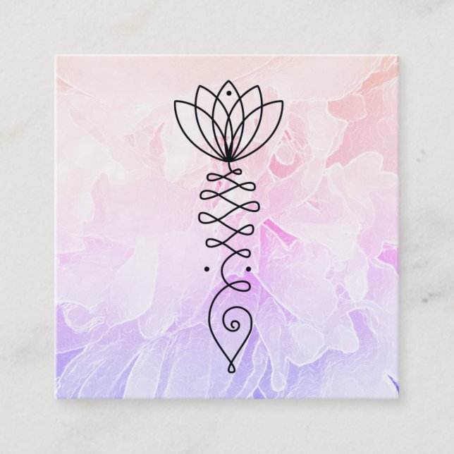 *~* Peony Ombre Lotus Healer Massage Reiki Yoga Square Business Card (Front)