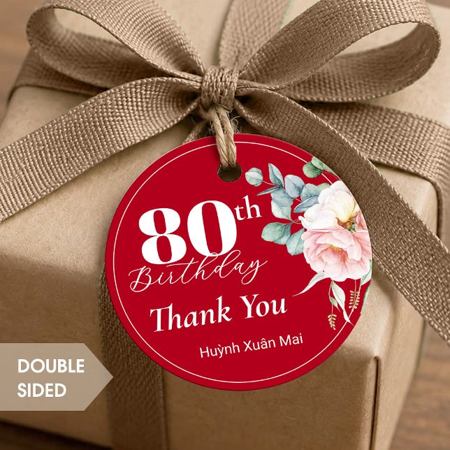 Peony on Red Birthday Favour Tags (Creator Uploaded)