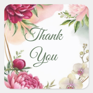 Peony & Orchid Garden Floral Glam Wedding  Square Sticker