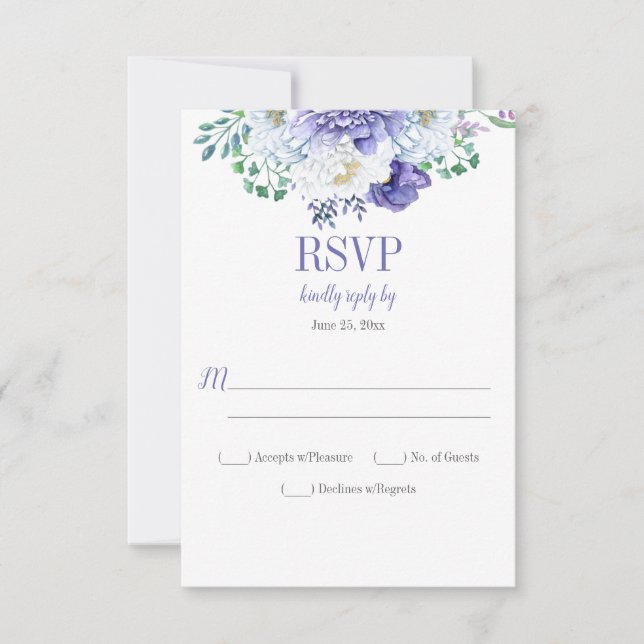 Peony Passion Floral Background Vertical RSVP (Front)