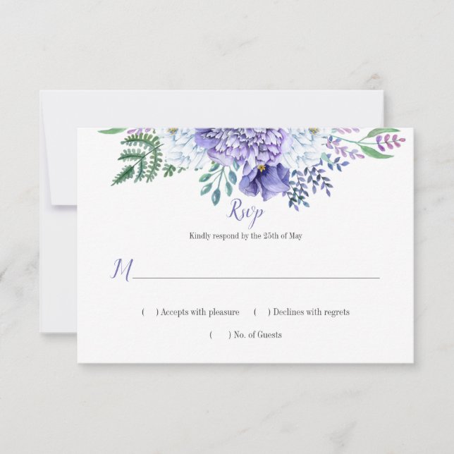 Peony Passion Lattice Background Horizontal RSVP Card (Front)