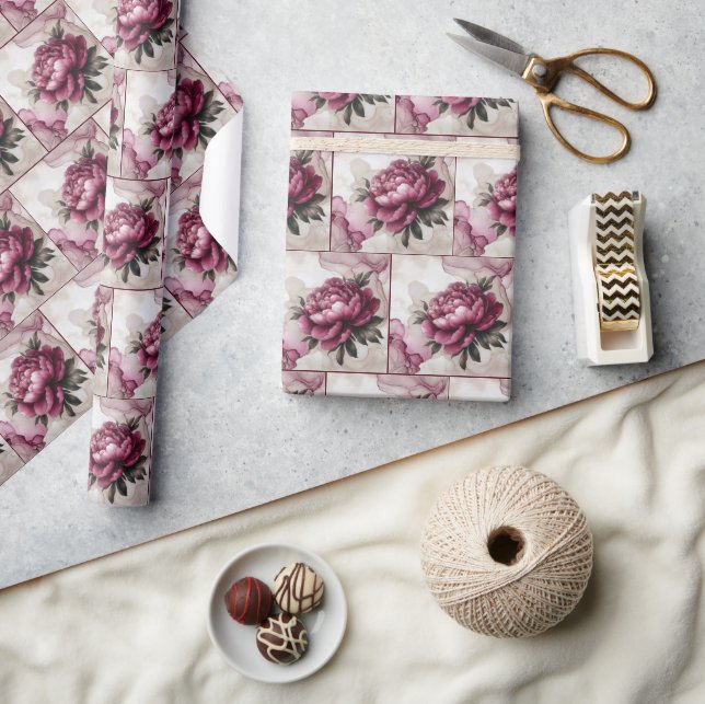Peony Pink Alcohol Ink Wrapping Paper (Crafts)