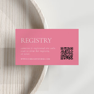 Peony Pink   Bridal Shower Registry QR Enclosure Card