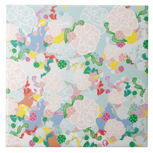 Peony pink ceramic tile (Front)