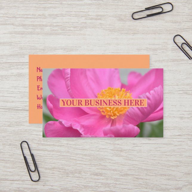 Peony Pink Floral  Business Card (Front/Back In Situ)