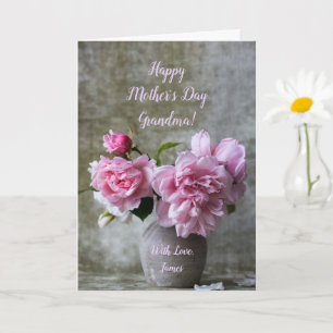 Peony Pink Rose Flowers Happy Mother's Day Grandma Card