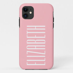 Peony Pink Solid Colour Minimalist Name iPhone 11 Case