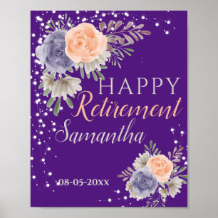 Peony Rose Floral Retirement Purple Poster