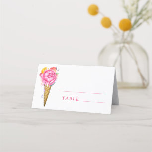Peony roses in ice-cream - wedding place cards