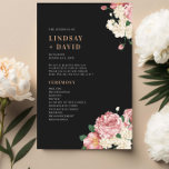 Peony Roses on Black Wedding Ceremony Program<br><div class="desc">Designed to coordinate with our Peony Roses on Black Collection, this wedding program features gorgeous rose and peony bouquets on black background with classic text. The vibrant colours of the roses on black background makes the program eye catching and unique. For more advanced customisation of this design, e.g. changing layout,...</div>