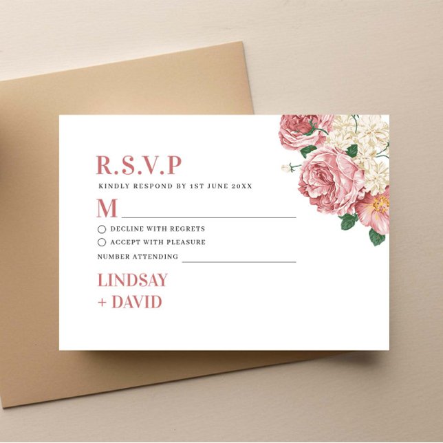 Peony Roses RSVP Enclosure Card (Creator Uploaded)