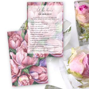 Peony roses - Who knows the bride best game