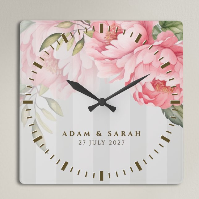 Peony Sage Green Wedding Clock | Floral Gift (Creator Uploaded)