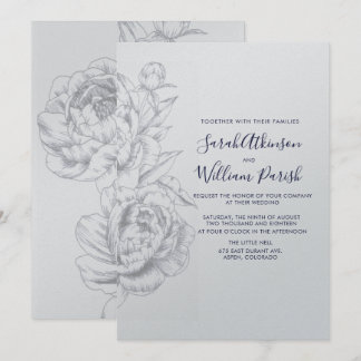Peony Simple Wedding Invitation