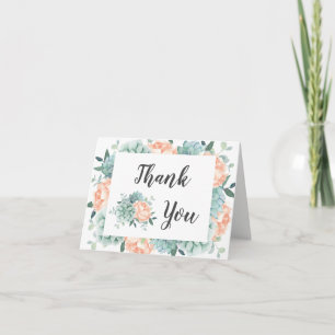 Peony Succulents Foliage Floral Wedding Thank You Card