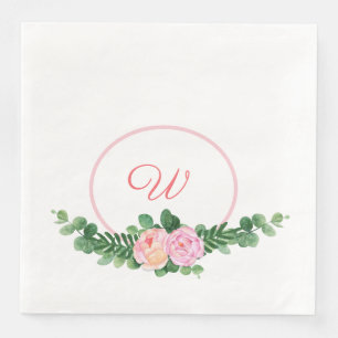 Peony Swag Monogram Napkin