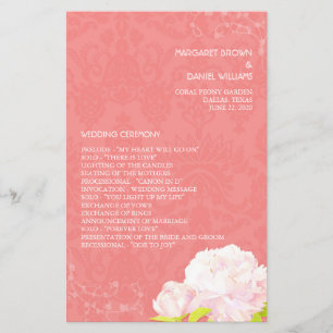 Peony Theme Coral Wedding Vertical Program