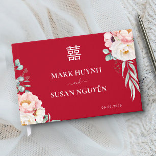 Peony Traditional Chinese Wedding (RED) Guest Book