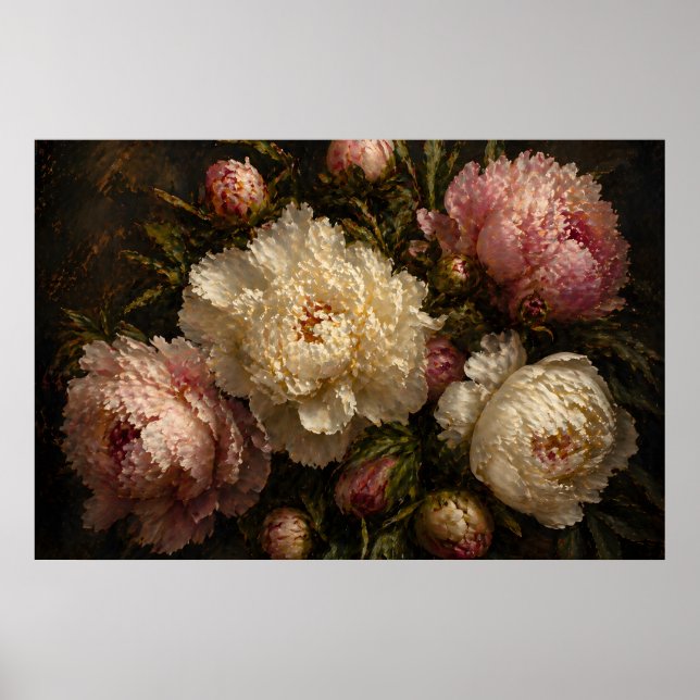 Peony Vintage Botanical Wall Art (Front)