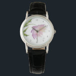 *~* Peony Watercolor Pink Lavender Popular Floral Watch<br><div class="desc">* A Lovely Lavender and pink on a glowing white background. This design is an impressive very pretty watercolor peony flower gracing the face of this women's classic and classy watch. * The strap is good quality black leather. The watch is timeless and its class will not go unnoticed. This...</div>