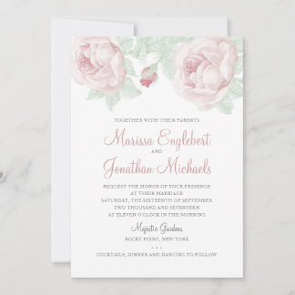 Peony Watercolor Wedding Invitation