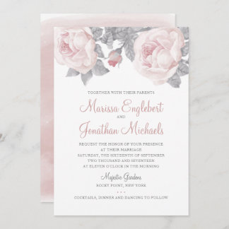Peony Watercolor Wedding Invitation
