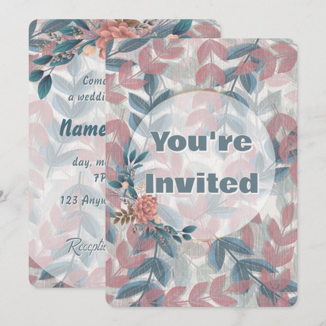 Peony Wedding Invitation (Front/Back)