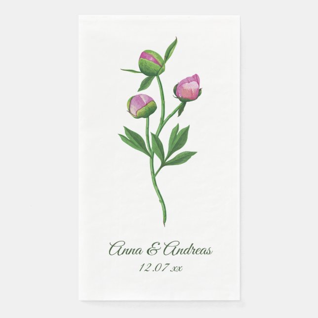 Peony Wedding Napkin (Front)
