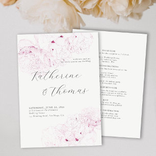 Peony Wedding Pink Ink Elegant Formal All in One Invitation
