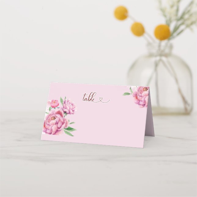 Peony Wedding Place Card (Front)