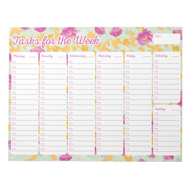 Peony Weekly Planner Notepad (Front)