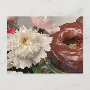 Peony with Chocolate Cake Postcard