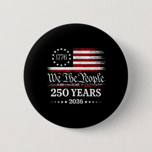 People 250 Years 1776-2026 Aamerica Flag Retro 6 Cm Round Badge