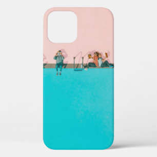 People beside pool illustration iPhone 12 case