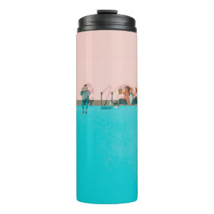 People beside pool illustration thermal tumbler