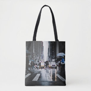 PEOPLE CROSSING PEDESTRIAN LANE IN CITY STREET TOTE BAG
