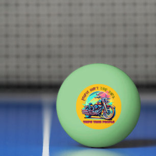 People Don't Take Trips: Vintage Retro Style Bike Ping Pong Ball
